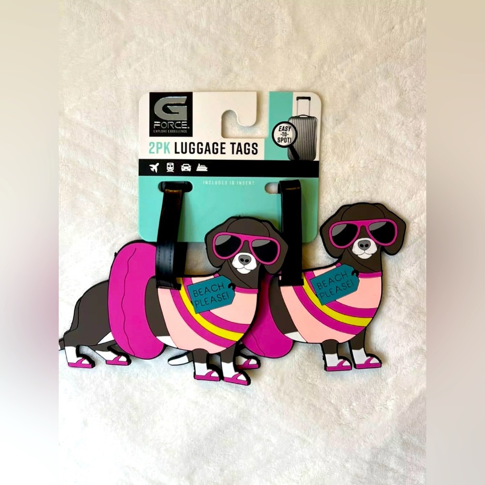 GForce Daschund Luggage Tags Set Of Two  Brand New
